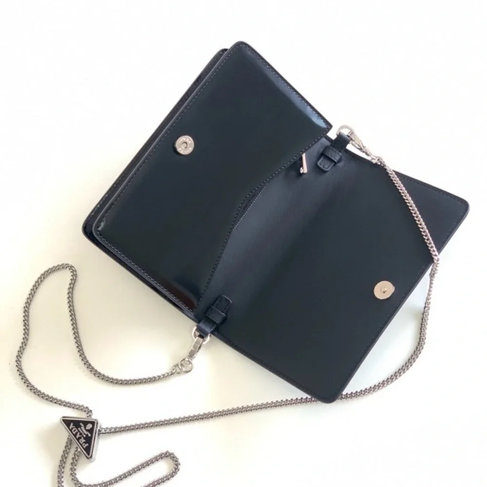 Prada Black Patent Leather Clutch with Chain - Picture 7 of 16